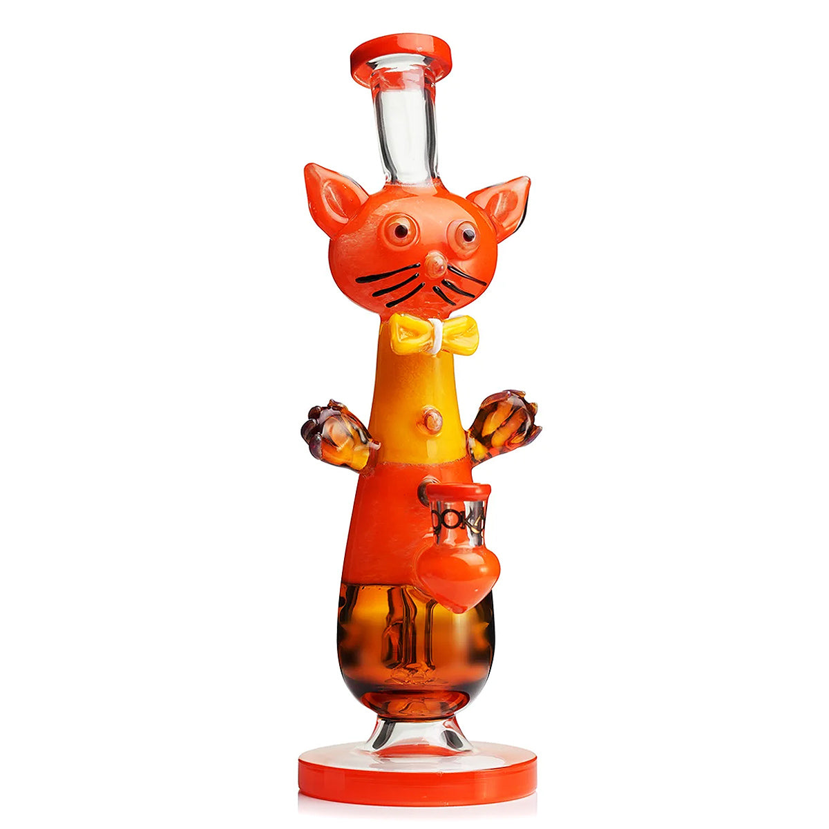 orange Lookah 12" Cute Cat Gentleman Glass Dab Rig