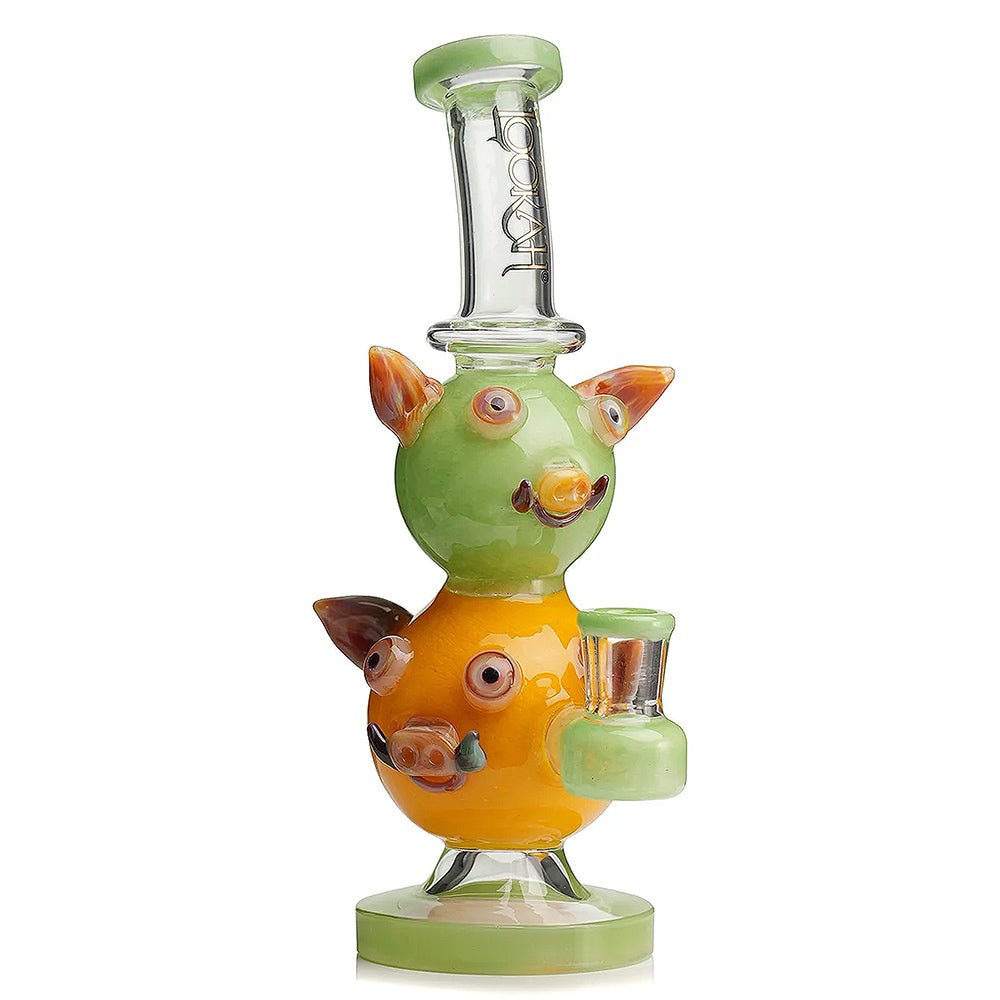 green lookah cute double piggy dab rig