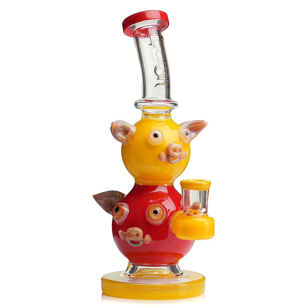 yellow lookah cute double piggy dab rig