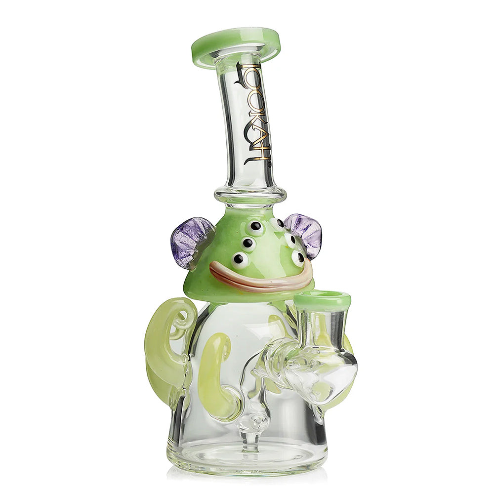 green Lookah Mini Cute Six Eyes Clown Octopus Dab Rig