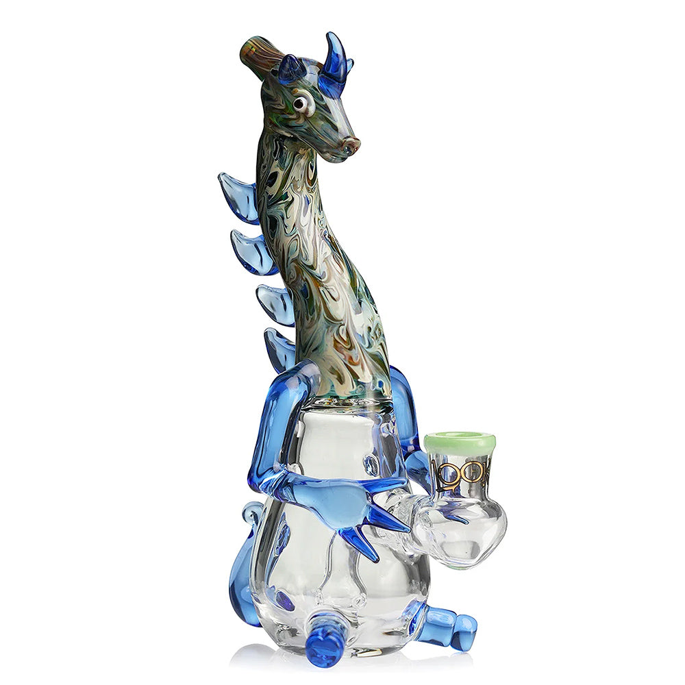 water blue Lookah 10" Mini Cute Dragon Dab Rig