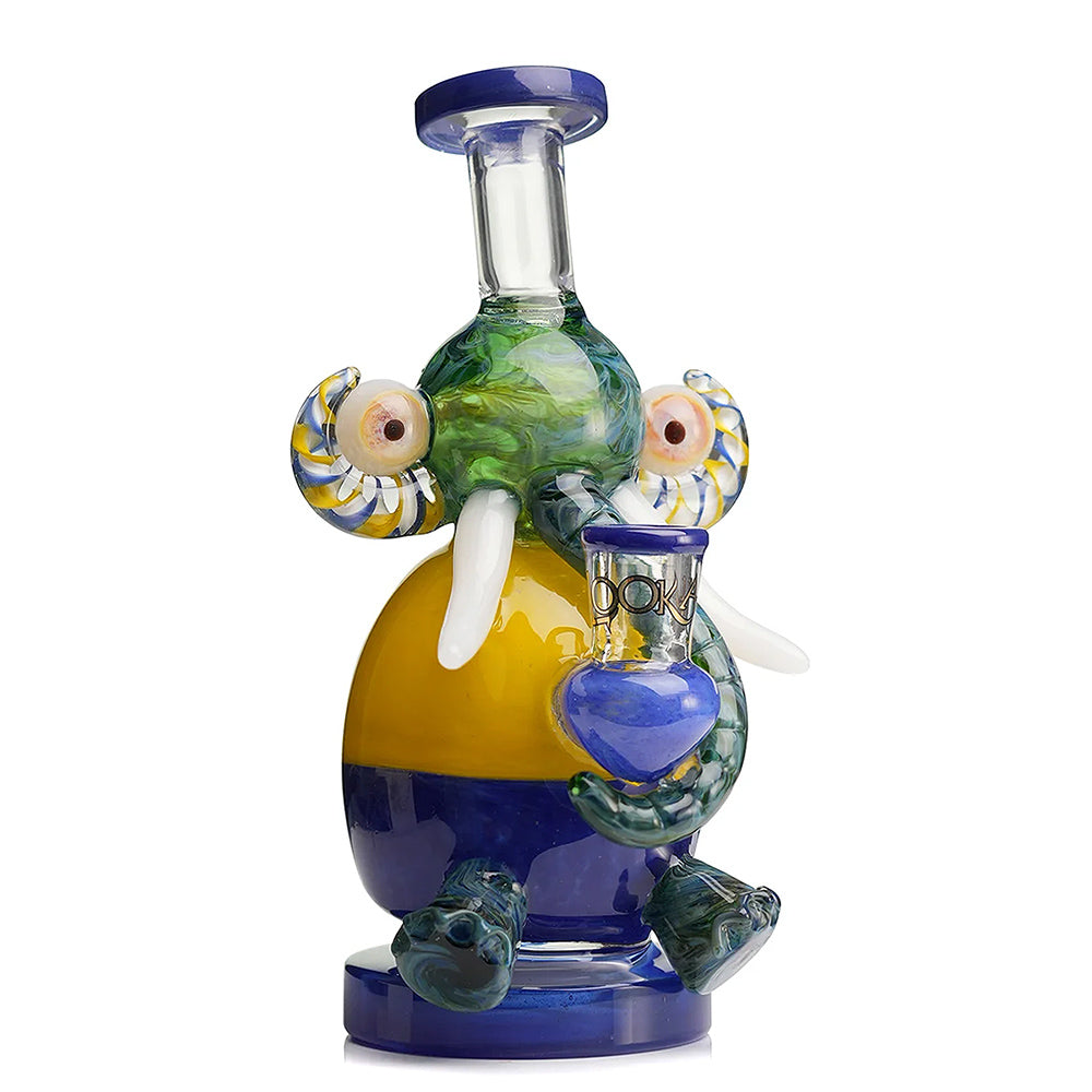 dark blue Lookah Mini Multicolored Elephant Dab Rig