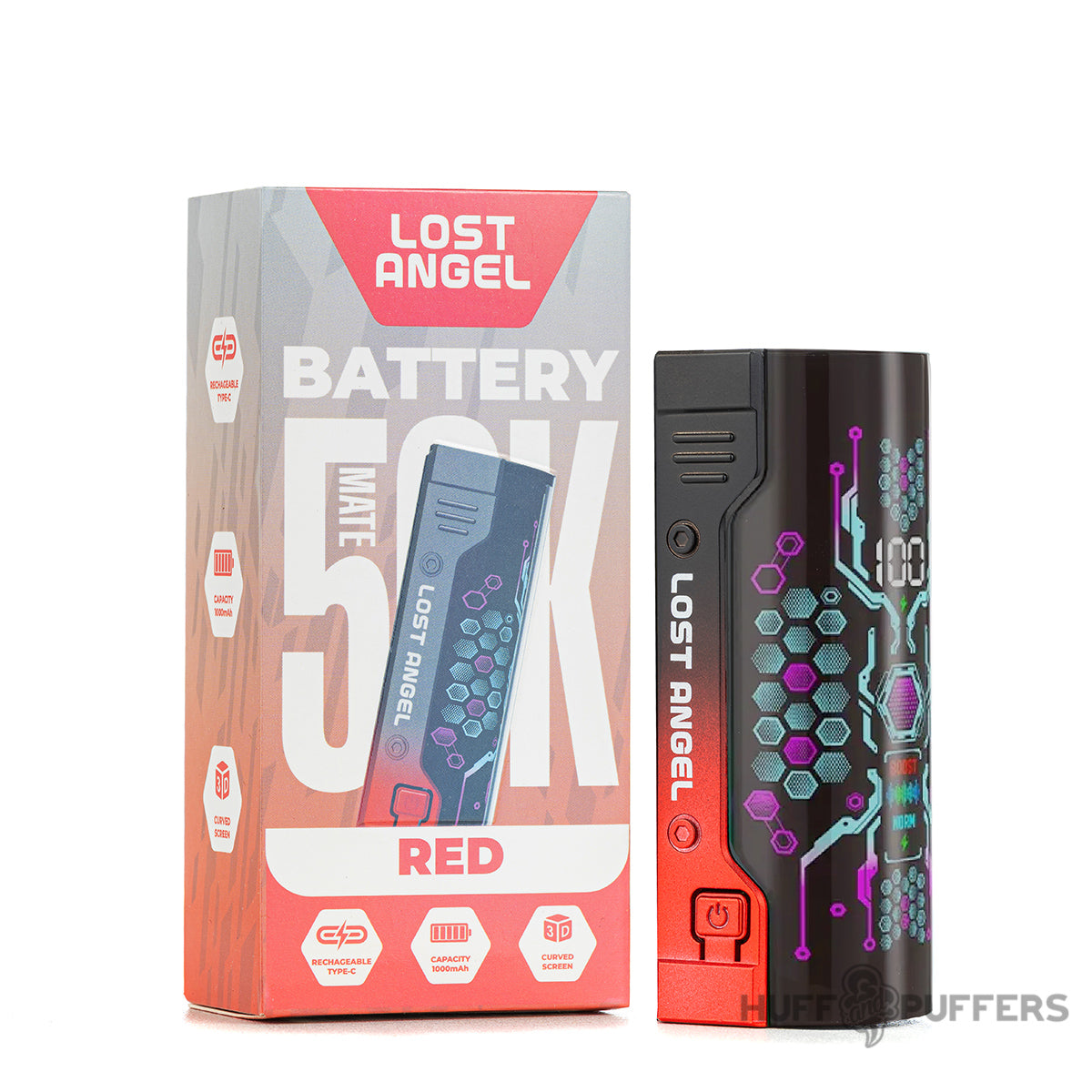 Red Lost Angel Mate Battery with box packaging