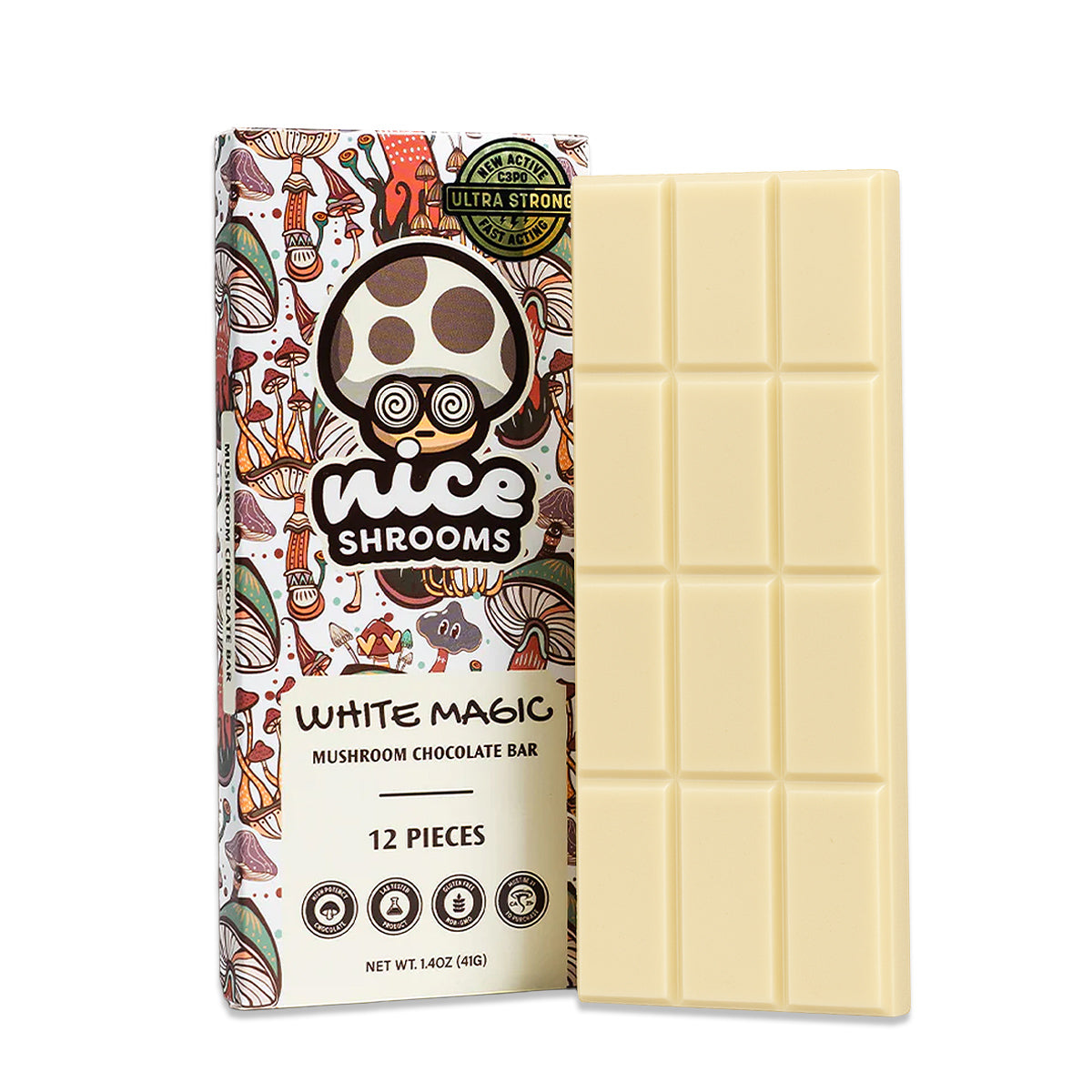 Nice Shrooms White Magic Mushroom Chocolate Bar