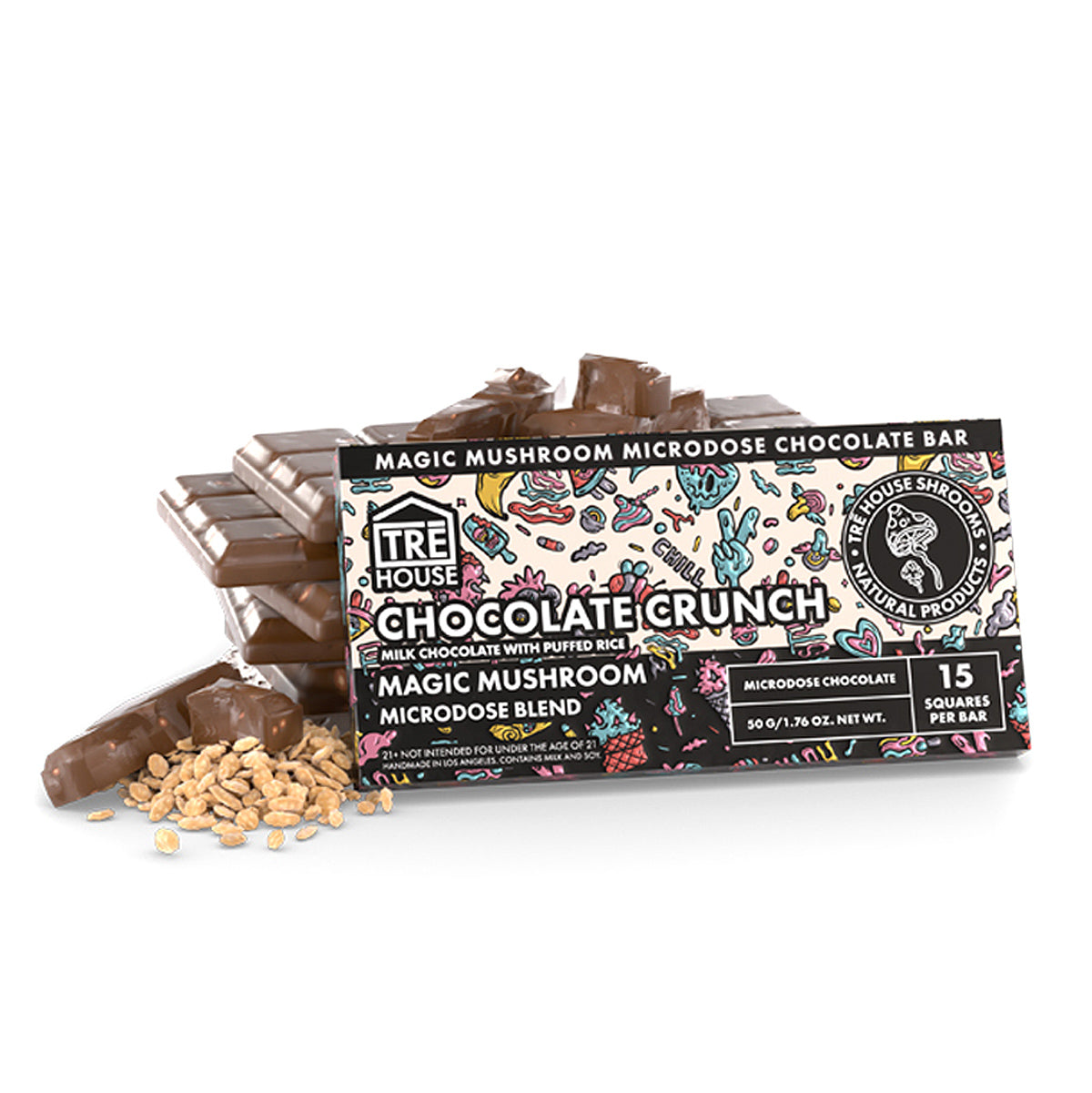 Chocolate Crunch Tre House Magic Mushroom Chocolate Bar
