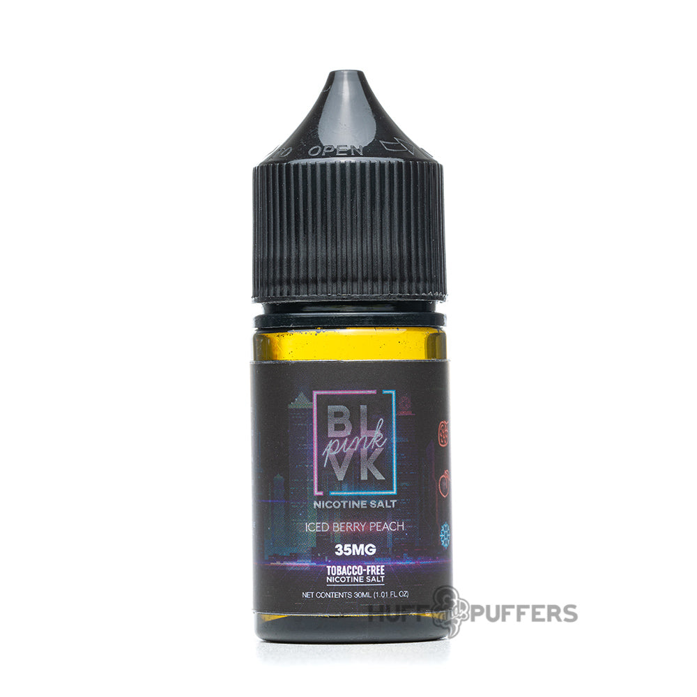 blvk pink salt iced berry peach 30ml e-juice bottle