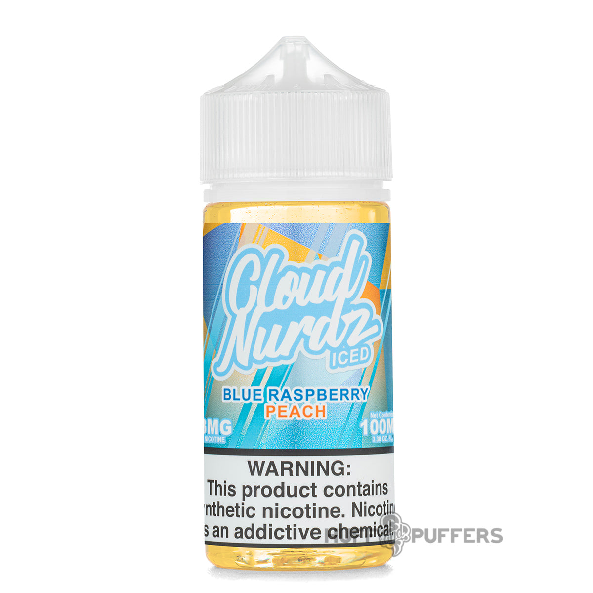 Cloud Nurdz Iced Blue Raspberry Peach 100ml e-juice bottle
