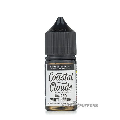 coastal clouds salt iced red white and berry 30ml e-juice bottle