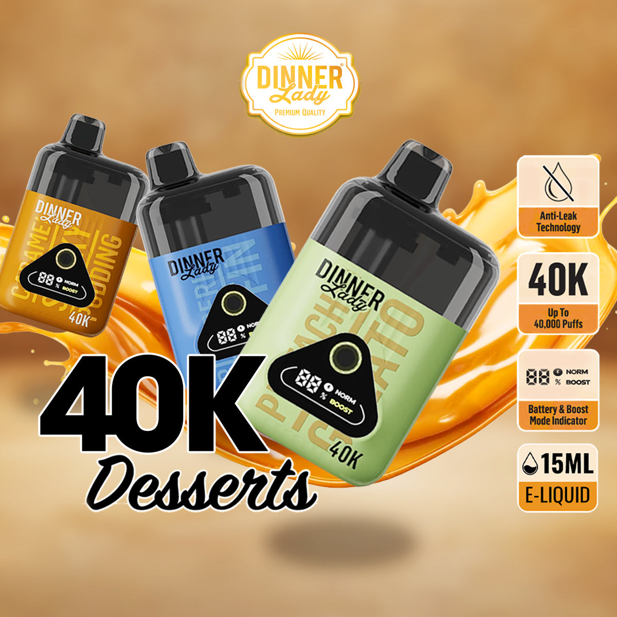 Dinner Lady Desserts 40K Disposable Vape features
