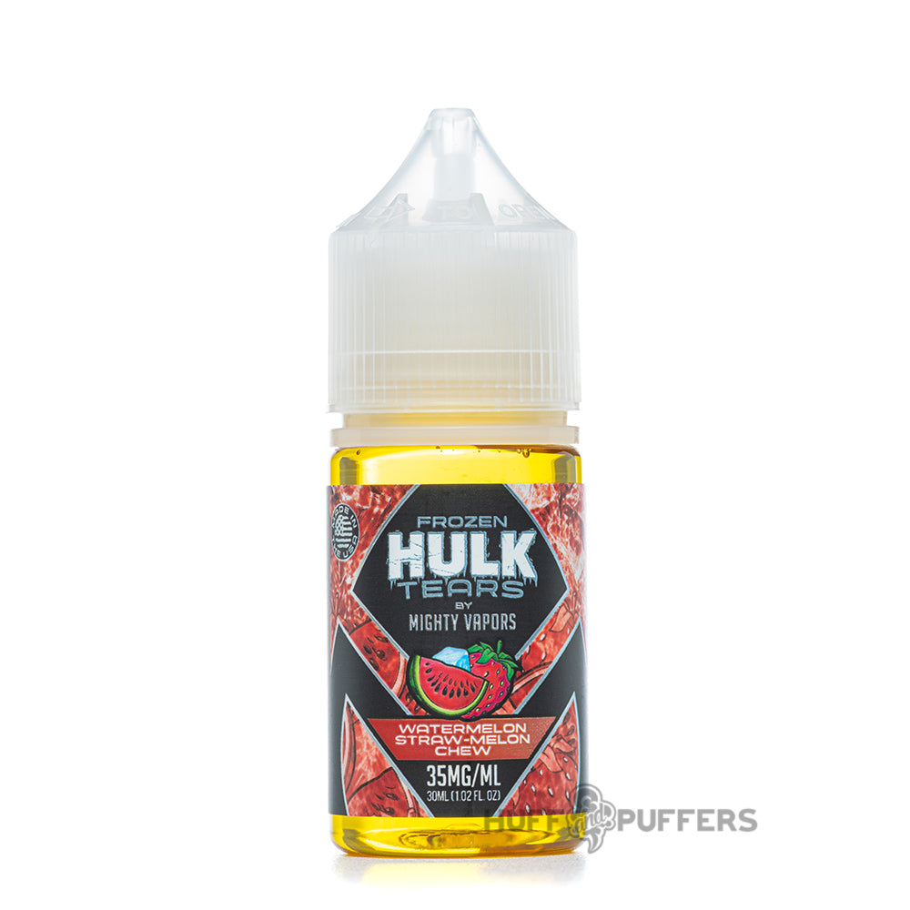 mighty vapors frozen hulk tears salt watermelon straw-melon chew 30ml e-juice bottle