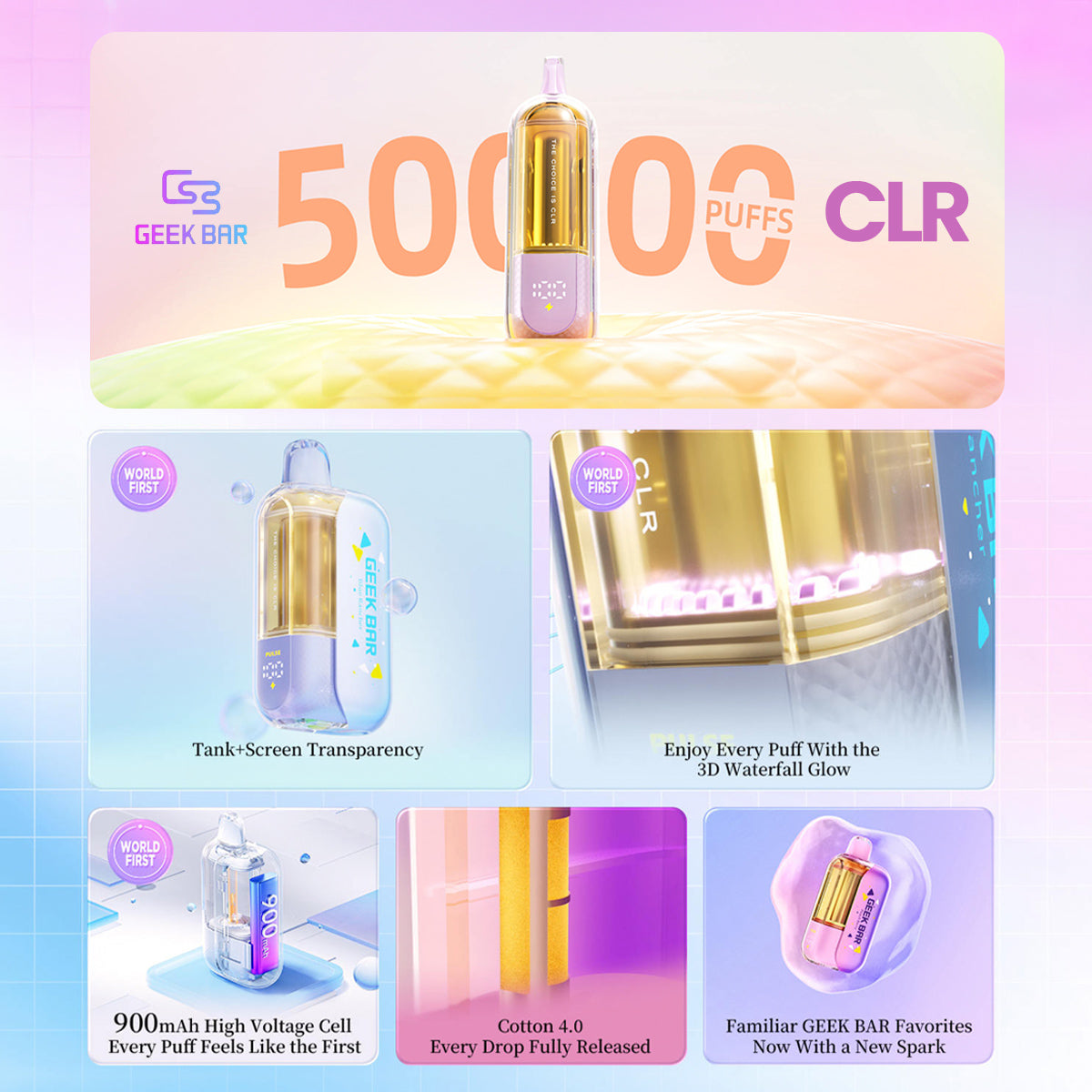 Geek Bar CLR 50K Disposable Vape features