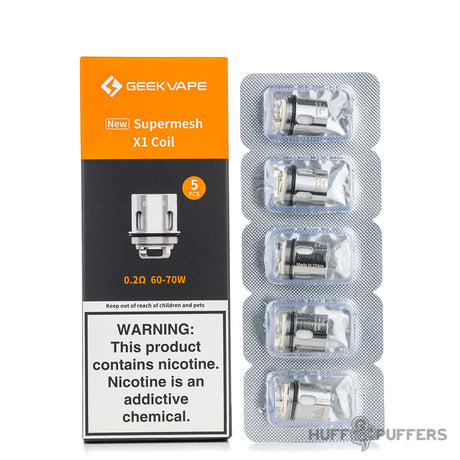 geekvape supermesh x1 coils 5 pack with box packaging