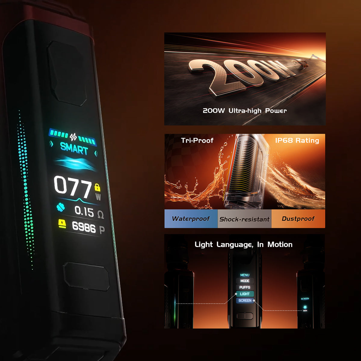 Geekvape Aegis Legend 5 Kit Rating Screen Power Details