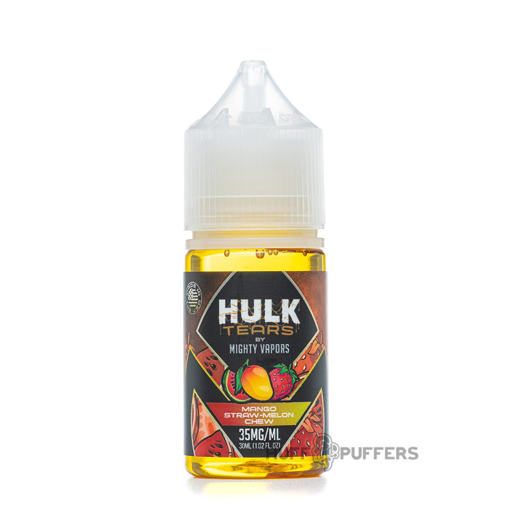 mighty vapors hulk tears salt mango straw-melon chew 30ml e-juice bottle