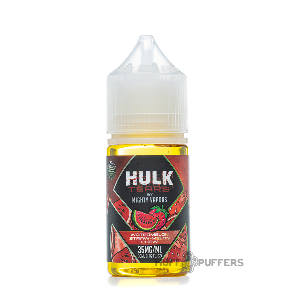 mighty vapors hulk tears salt watermelon straw-melon chew 30ml e-juice bottle