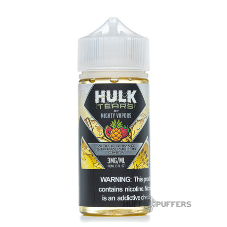 mighty vapors hulk tears white gummy straw-melon chew 100ml e-juice bottle