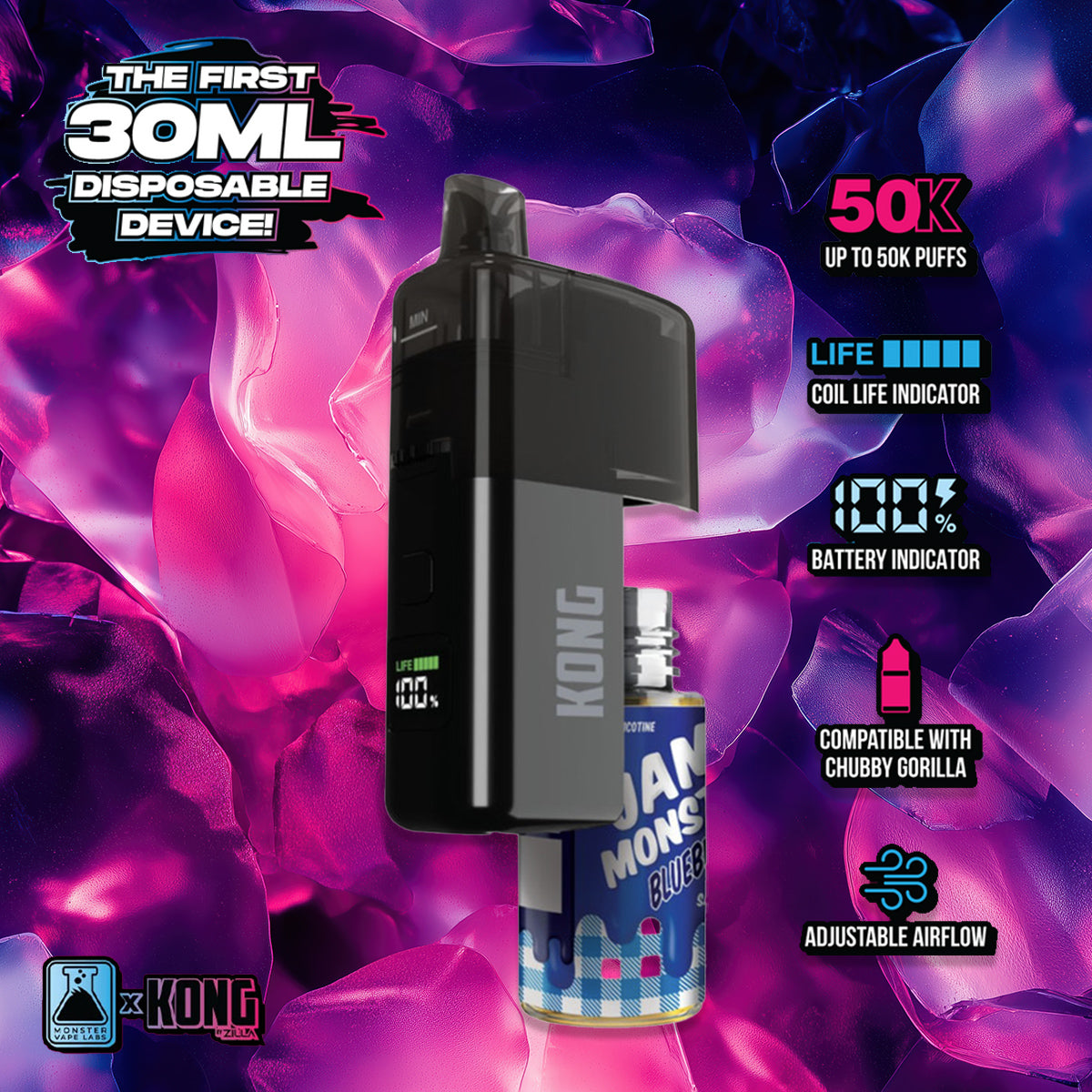 Kong by Zilla disposable vape features