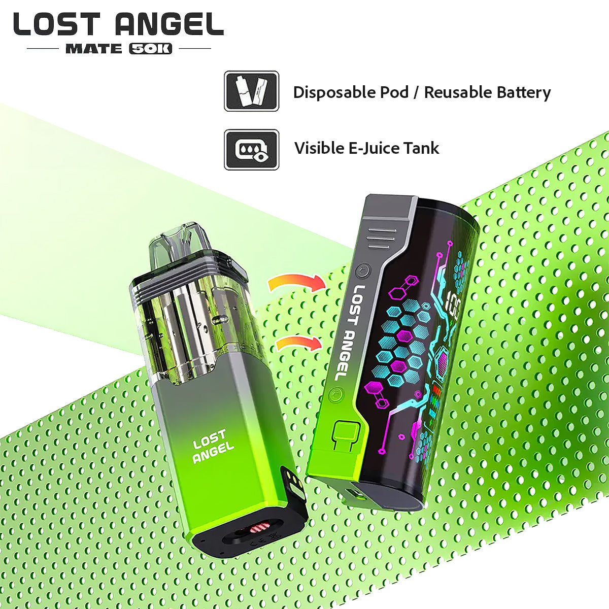 Photo Lost Angel Mate 50k device, pod, and key features