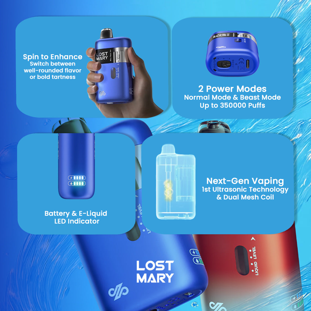 Lost Mary Ultrasonic 35K Disposable Vape features