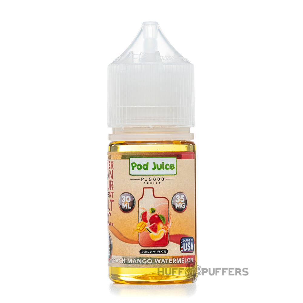pod juice pj5000 peach mango watermelon 30ml salt nicotine e-juice bottle