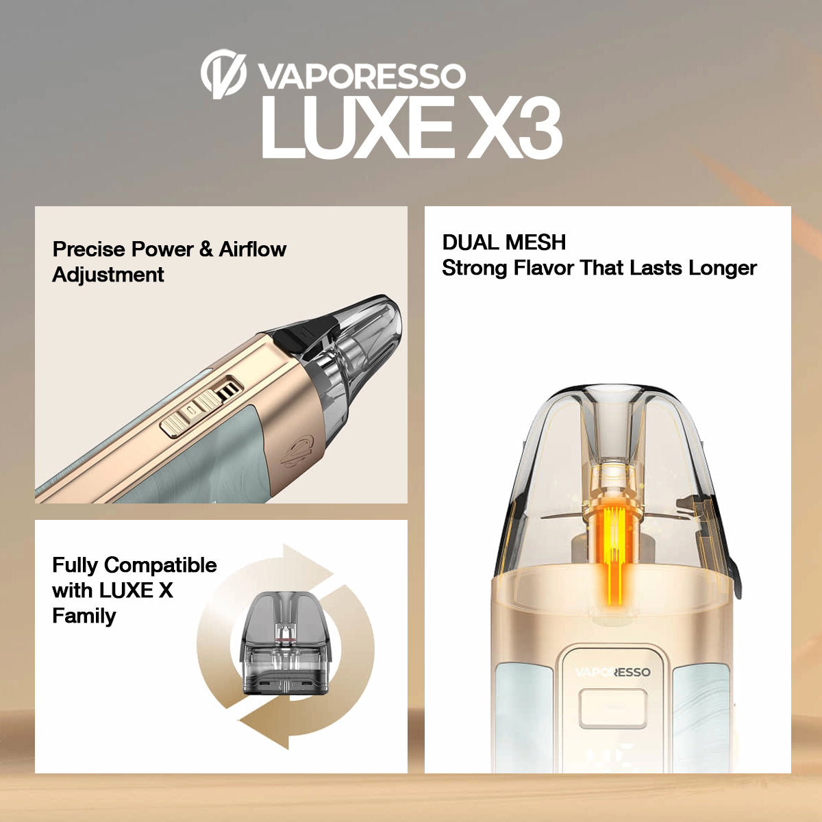 vaporesso luxe x pod features