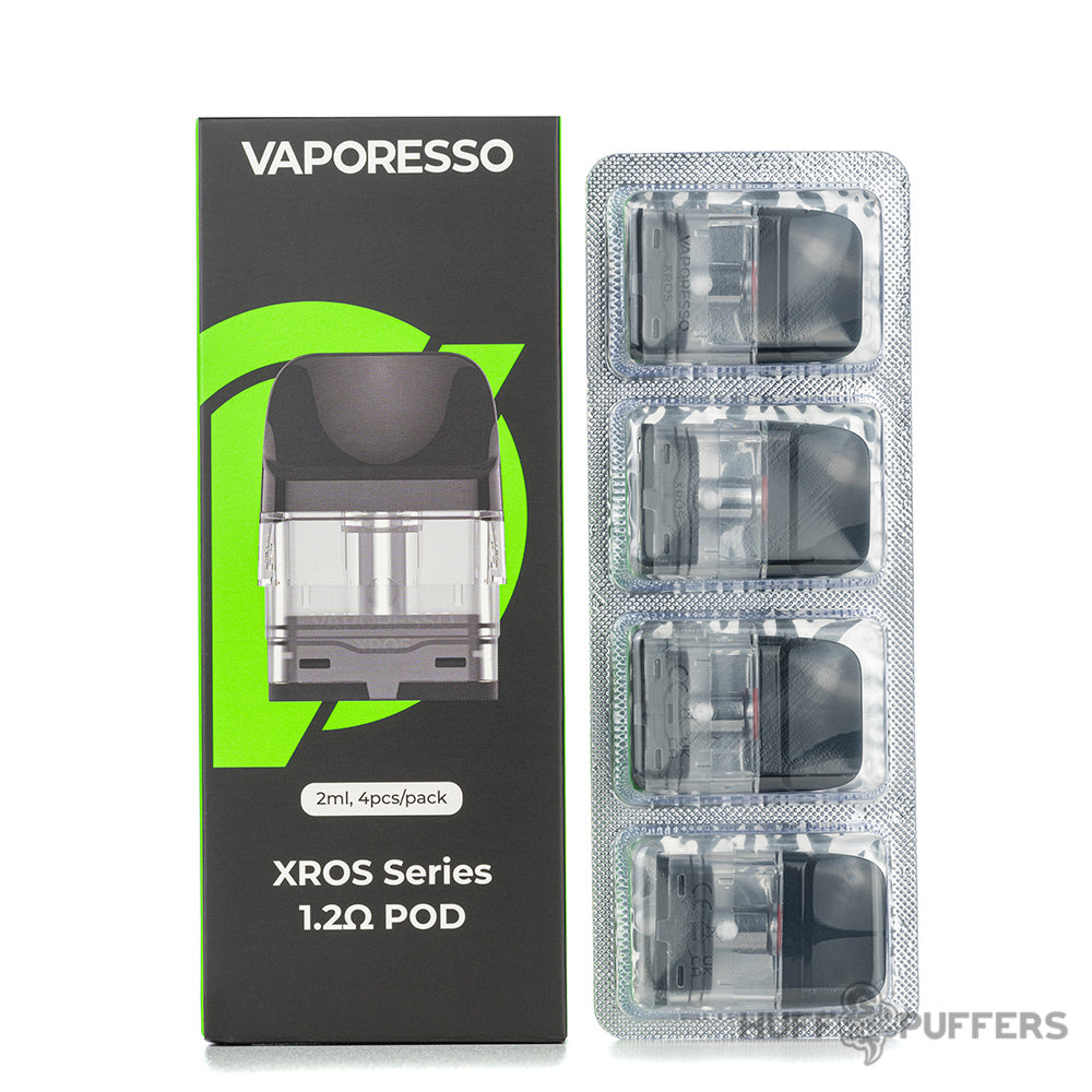 vaporesso xros pods 1.2 ohm 4 pack with box packaging