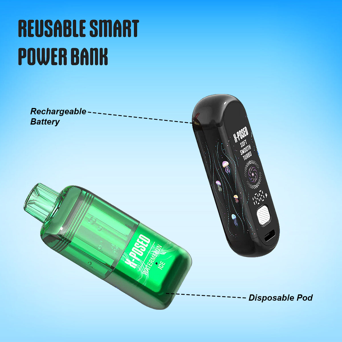 X-Posed Disposable pod and battery