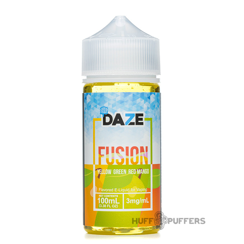 daze fusion yellow green red mango iced 100ml e-juice bottle