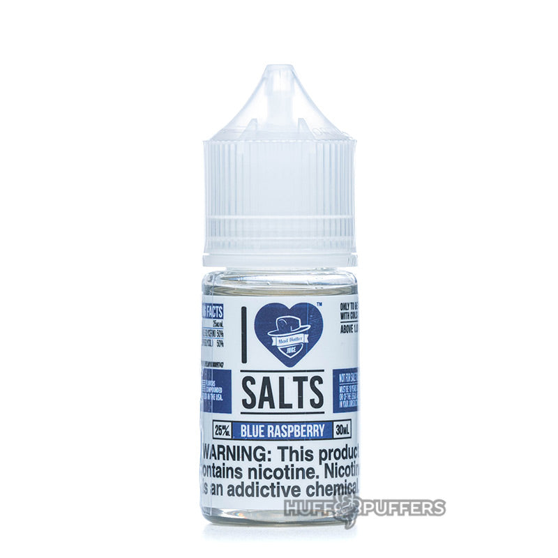 i love salts blue raspberry 30ml bottle by mad hatter juice