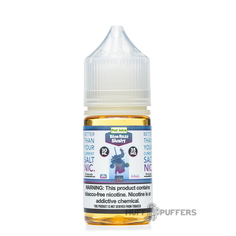 pod juice blue razz slushy 30ml salt nicotine e-juice bottle