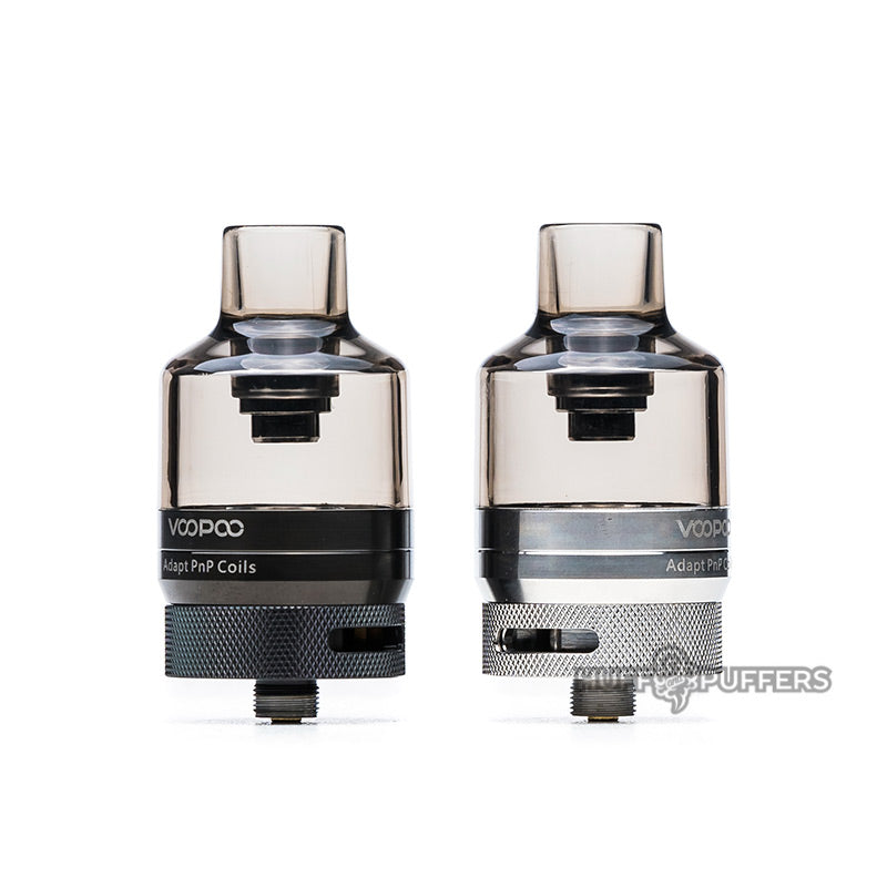 voopoo pnp pod tank in stainless steel and black