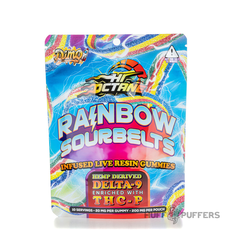 dimo hi octane infused live resin gummies 200mg pouch rainbow sourbelts