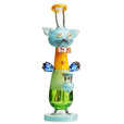 water blue Lookah 12" Cute Cat Gentleman Glass Dab Rig
