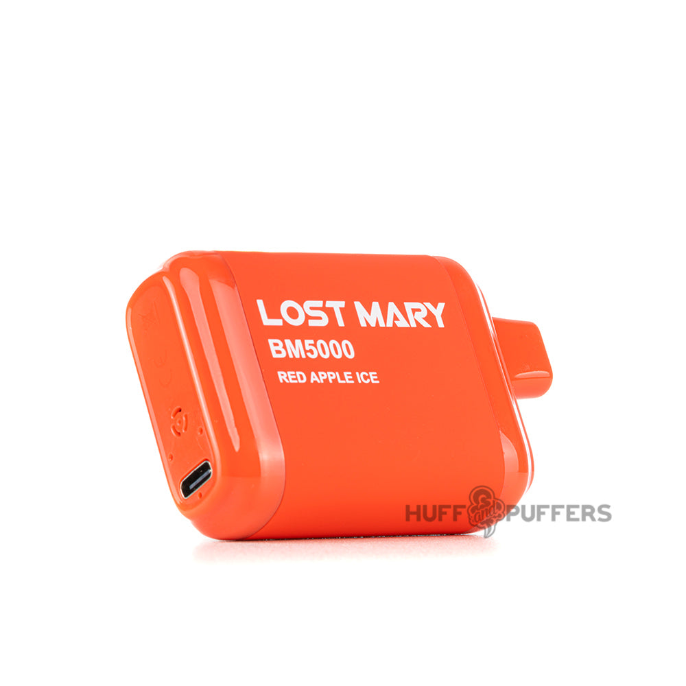 lost mary bm5000 disposable vape red apple ice side view