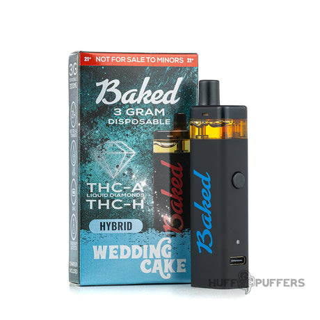 baked thc-a liquid diamonds disposable 3g wedding cake with package