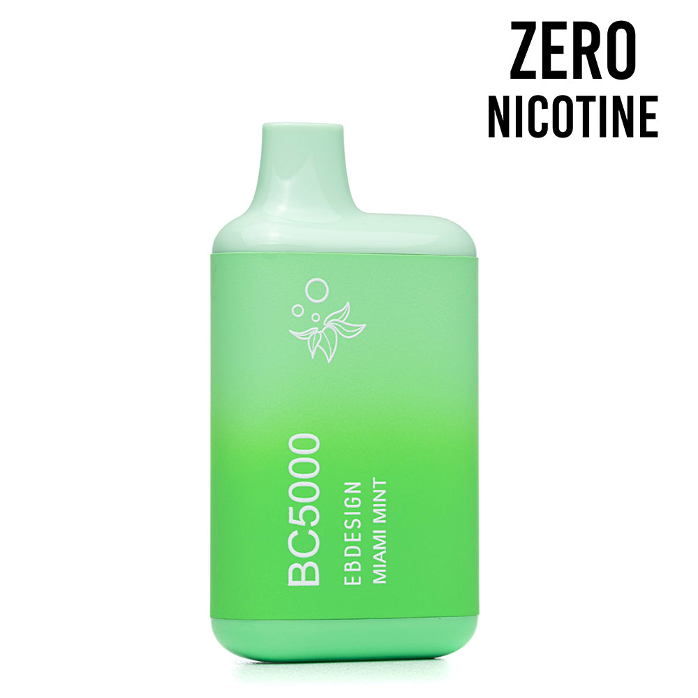 elf bar bc design zero bc5000 zero nicotine miami mint disposable vape