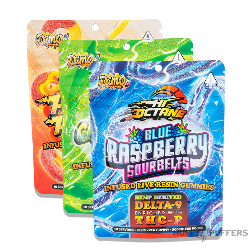 Dimo Hi Octane Infused Live Resin Gummies 200mg pouch