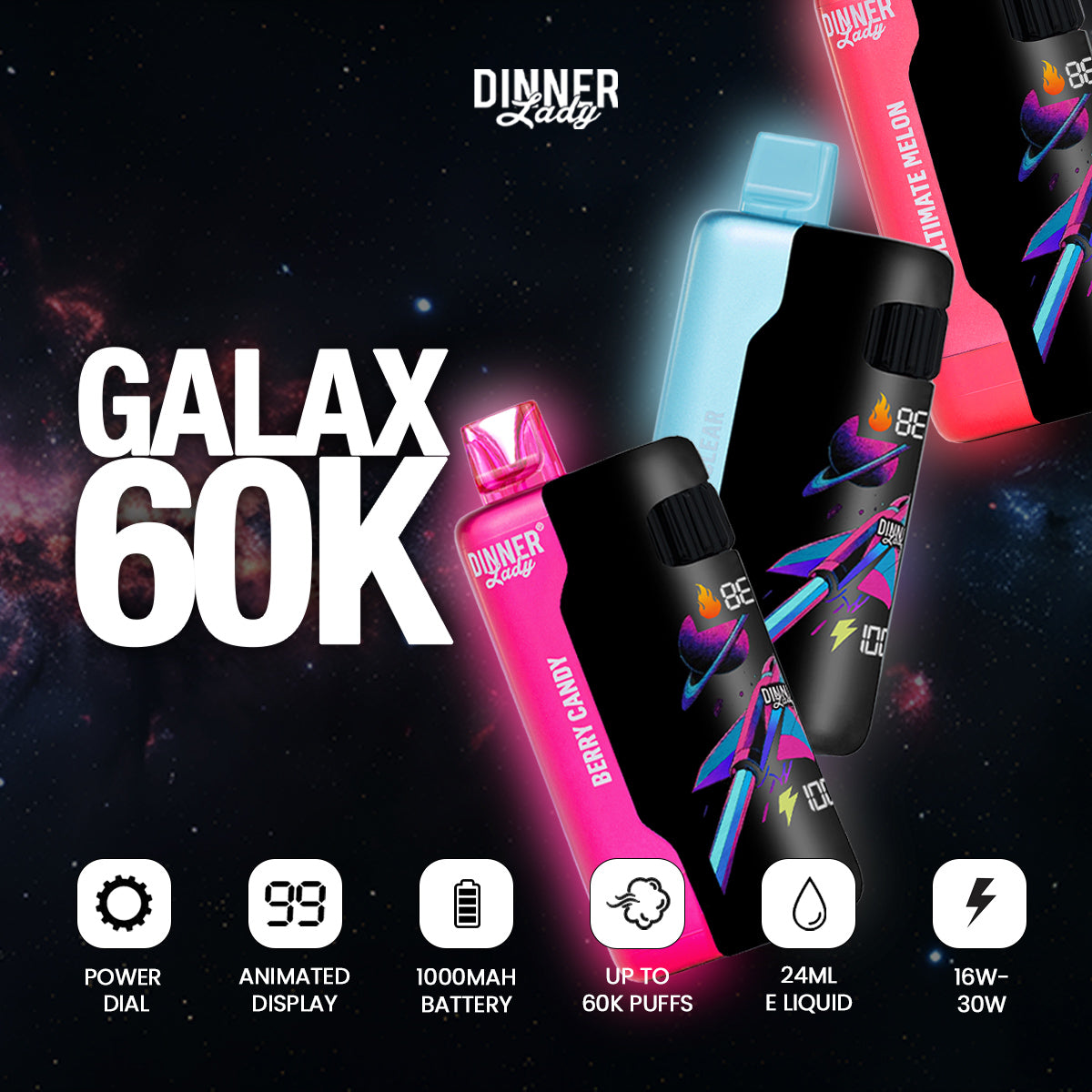 Dinner Lady Galax 60K Disposable Vape features