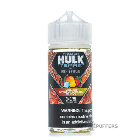 mighty vapors frozen hulk tears mango straw-melon chew 100ml e-juice bottle