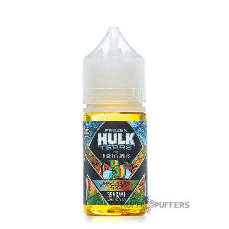 mighty vapors frozen hulk tears salt sour belts straw-melon chew 30ml e-juice bottle