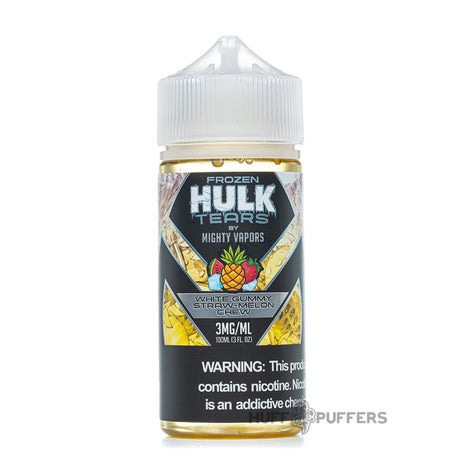 mighty vapors frozen hulk tears white gummy straw-melon chew 100ml e-juice bottle