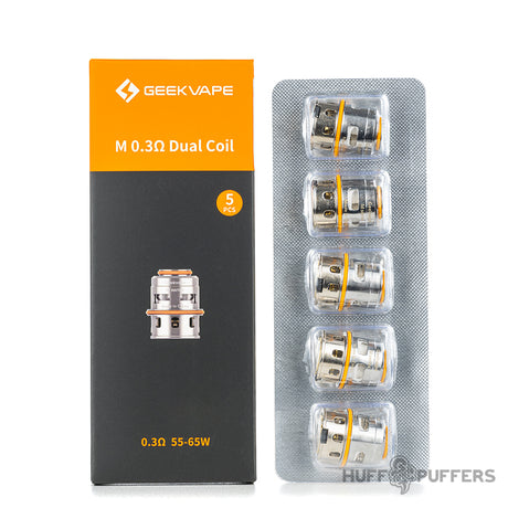 geekvape m series 0.3 ohm dual coil with box packaging