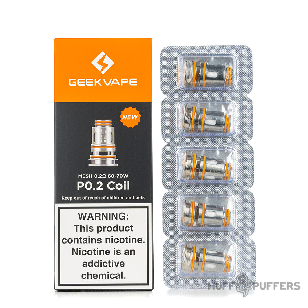 geekvape p series coils 0.2 ohm 5 pack with box packaging
