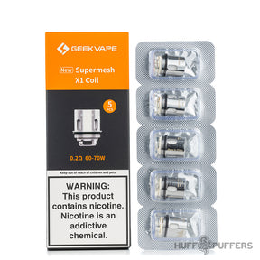 geekvape supermesh x1 coils 5 pack with box packaging