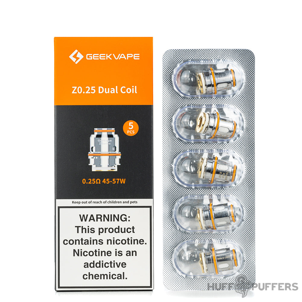 geekvape z 0.25 ohm dual coils 5 pack with packaging