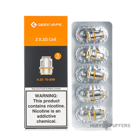 geekvape z zeus coils 0.2 ohm 5 pack with box packaging