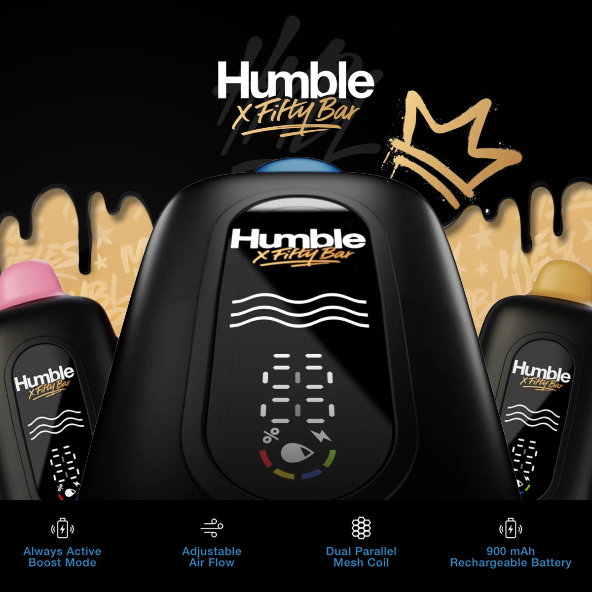 Fifty Bar x Humble Disposable Vape features