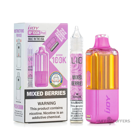 Mixed Berries iJoy XP 100K Refillable Pod with e-juice bottle and packaging