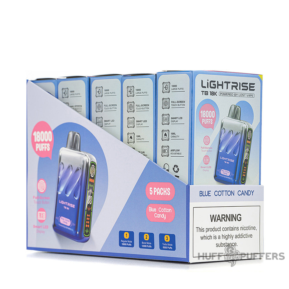 lightrise tb 18k disposable vape blue cotton candy 5 pack