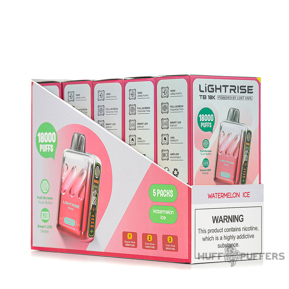lightrise tb 18k disposable vape watermelon ice 5 pack